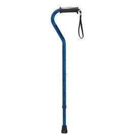 Drive Medical RTL10372BC Walking Stick with Gel Grip Offset Handle, Blue Crackle