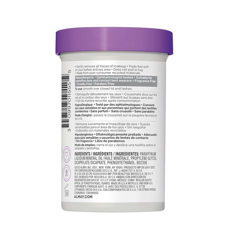 Almay Longwear and Waterproof Eye Makeup Remover Pads, 80 Count