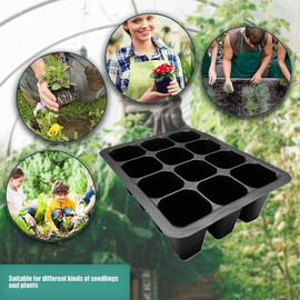 Freedom Farms Plant Seed Starter Trays, 12 Cells per Tray, Plastic with Drainage Holes, Seedling Trays for Vegetables, Flowers, Succulents (9)