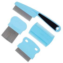 GNAWRISHING Flea Comb 4-Pieces Jade Green with High Strength Teeth Pet Tear Stain Remover Combs, Dog Cat Grooming Set Effective Float Hair Remover