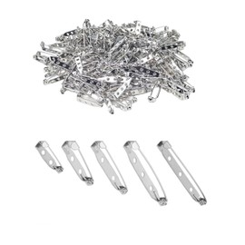 Silver Tone Brooch Pin Backs, 50 Pack Safety Clasp Bar Pins,Secure Back Bar Fastener,Silver Tone Pin Clasp Brooch Pins for Badge Crafts
