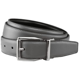 Stafford Reversible Smooth Leather Dress Belt 1-1/8" = 30mm (Gray/Black, 32)