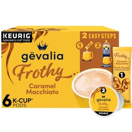 Gevalia Frothy 2-Step Caramel Macchiato Espresso Style K-Cup Coffee Pods & Froth Packets Kit, 6 CT (Pack of 3)