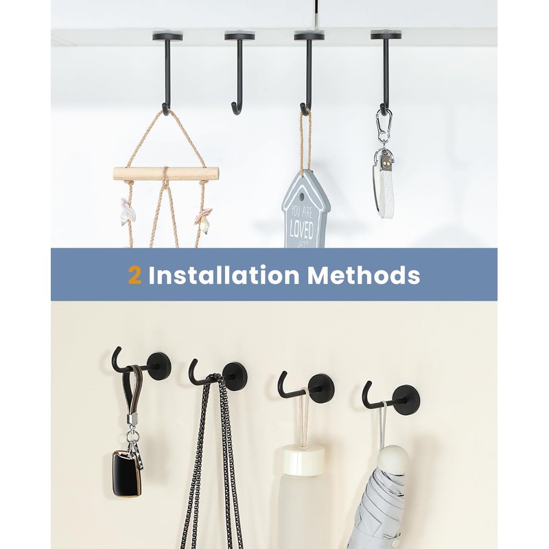 Mooche 4Pcs Ceiling Hooks Black,Ceiling Hook for Hanging Plants, 107MM