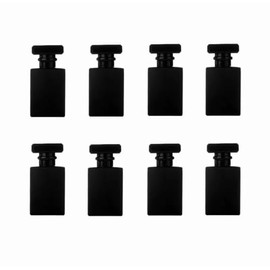 Foraineam 8 Pack 30ml / 1 oz. Black Refillable Perfume Bottles, Portable Square Empty Glass Perfume Atomizer Bottle with Spray Applicator