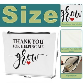 Sldpngo Teacher Gifts, Teacher Gifts for Women, Teachers Appreciation Gifts, Thank You for Helping Me Grow And Learn Makeup Bag, Teacher Birthday Gifts, Gifts for Teachers Women Cosmetic Bag