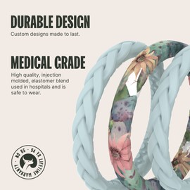 Groove Life Stackable Cactus Bloom Ring - Breathable Silicone Wedding Rings for Women, Lifetime Coverage, Unique Design, Comfort Fit Ring - Size 6