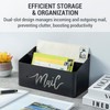 MyGift 2 Slot Modern Matte Black Metal Desktop Mail Sorter