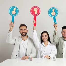 SEWACC Thumb Up Thumb Down Paddles, Pack of 4, Reusable Classroom Voting Yes-No Paddle for Teachers, Classroom, Event Accessories