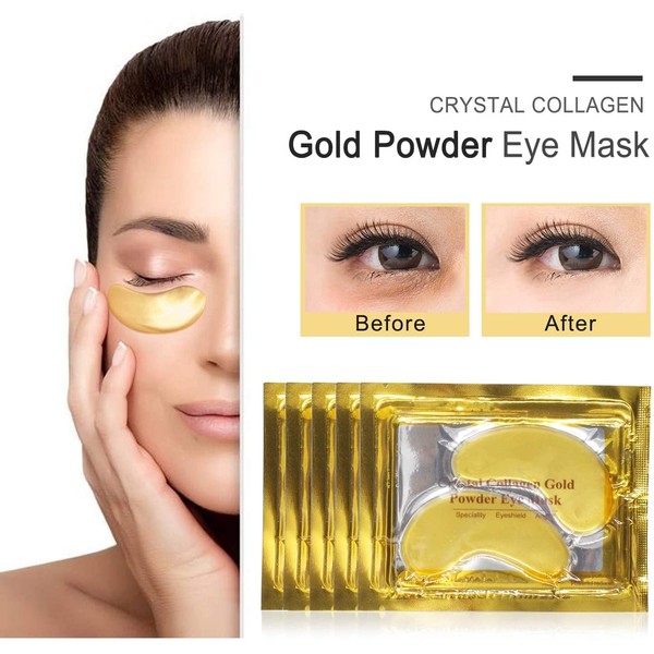 (30 Pairs) Eye Mask, Crystal 24K Gold Powder Gel Collagen Premium Eye Treatment Mask, Anti-Ageing & Wrinkles, Moisturising, Puffy Eyes