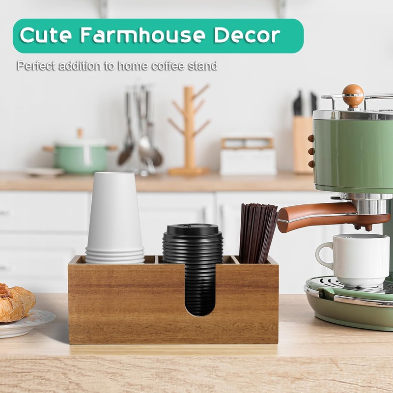 ALELION Acacia Wood Coffee Cup Holder for Countertop - Wood