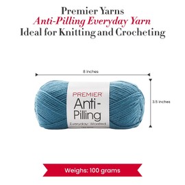 Premier Yarns Anti-Pilling Everyday Worsted Yarn, Soft Acrylic Yarn, Ideal Yarn for Crocheting and Knitting, Machine Washable, 180 yds, Lake
