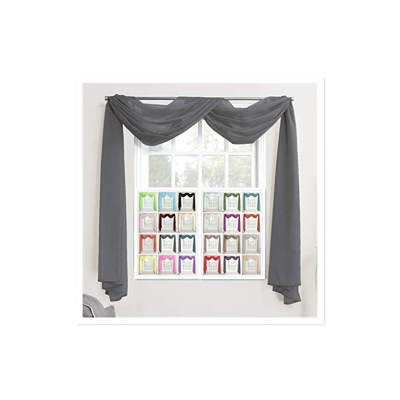 Megachest TAILORED VOILE WINDOW SCARF PELMET 26 color choices (dark