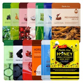 Farmstay Farmstay Visible Difference Mask 10+10 Sheets, 08_Cucumber 10 Sheets, 05_Pearl 10 Sheets, 23ml / 팜스테이 팜스테이 비저블 디퍼런스 마스크 10매+10매, 08_오이10매, 05_진주10매, 23ml