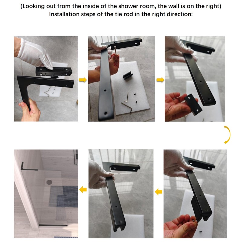 AatrixQuayn Shower Glass Support Bar, Both Sides Available, Frameless Bathroom