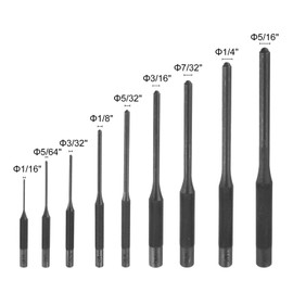 QUARKZMAN 9-Piece Drive Pin Punch Set 1/16" 5/64" 3/32" 1/8" 5/32" 3/16" 7/32" 1/4" 5/16" Non-marring Drive Pin Punch Cylindrical Alignment Punches with Knurled Handle