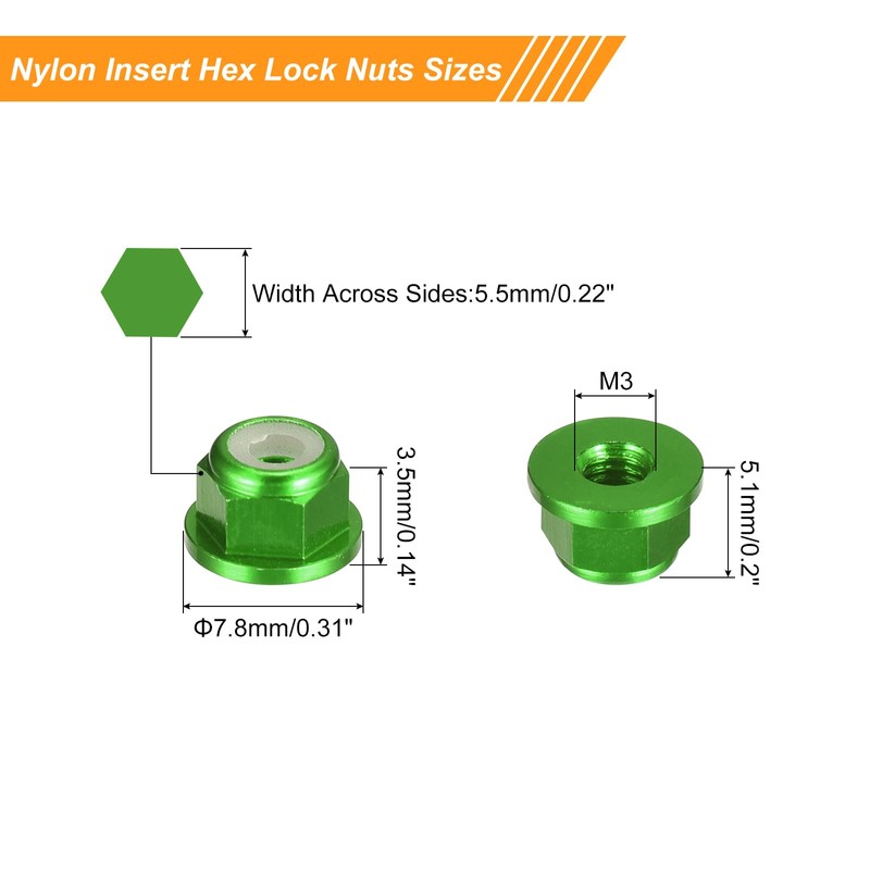 QUARKZMAN Pack of 10 Nylon Insert Hex Lock Nuts -