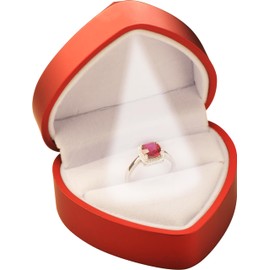 LED Heart Shaped Ring Box for Wedding, Proposal, Engagement, Valentine' Day, Christmas...Luxury LED Ring Jewelry Gift Case Box with Light for Women Men (Red LED Ring Box Heart Shaped)
