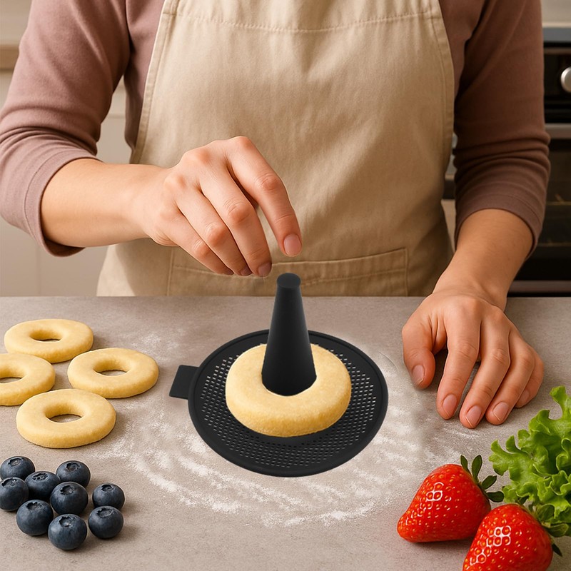 BOXOB 6stk Donutform Klein zum Backen, Schwarz Silikon Bagel-Maker-Pfanne Antihaftbeschichtet