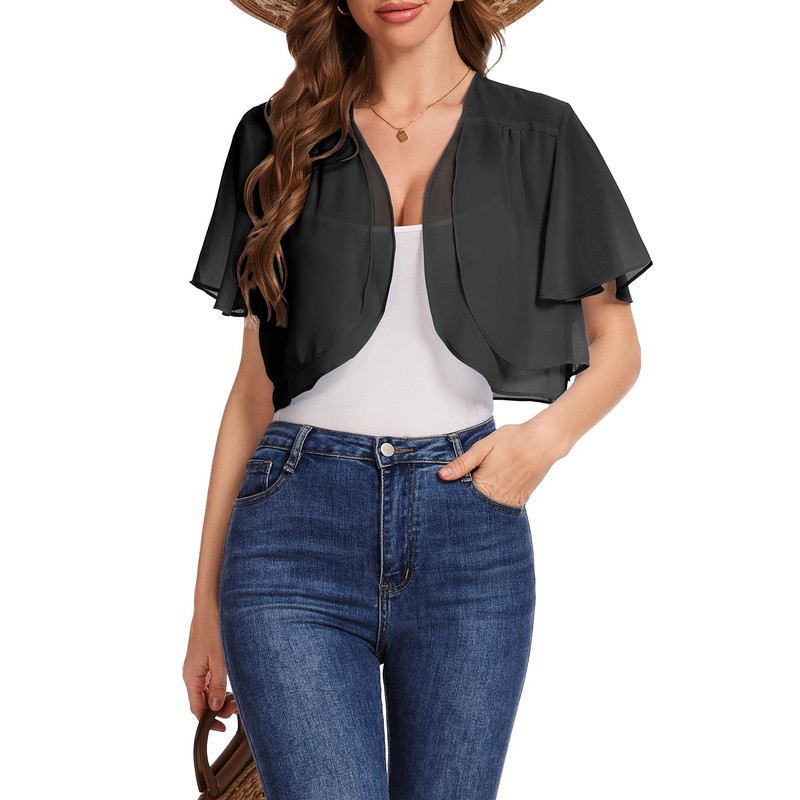 Bbonlinedress Bolero Women's Festive Chiffon Cardigan Elegant Short Sleeve Casual