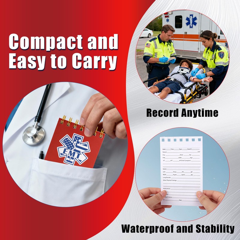 BNMBQKL 3 Pack First Responders Vital Statistics Notebook, 5.7" x
