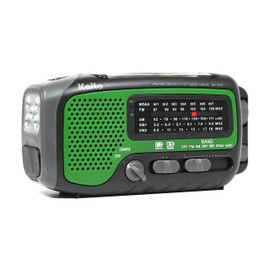 Kaito KA350GN Voyager Trek Solar/Crank AM/FM/SW NOAA Weather Radio with 5-LED Flashlight, Green