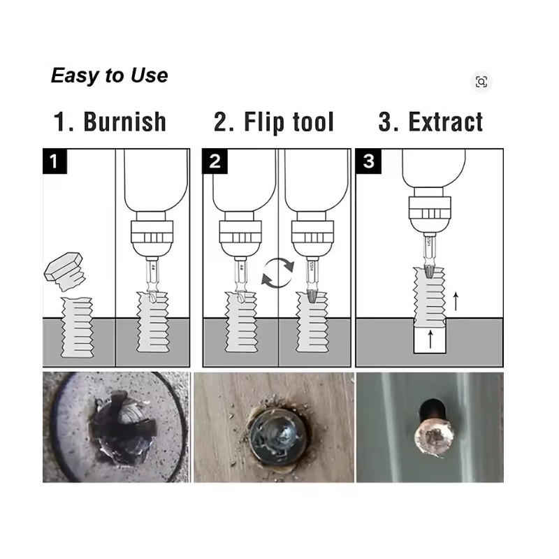 HSS Damaged Screw Extractor Set for Stripped & Broken Screws