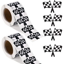 1000pcs Checkered Flags Sticker, 1.5 Inch Self Adhesive Checkered Stickers Black White Racing Themed Flag Decal for Racing Car Sports Events Game Decorations
