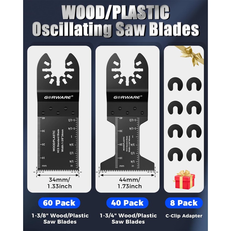 GORWARE 100PCS Oscillating Tool Blades Wood Plastic Universal Oscillating Saw