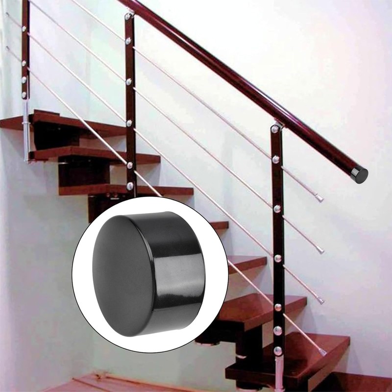UFURMATE Handrail End Cap, 4 Pieces Black Plastic Round Handrail