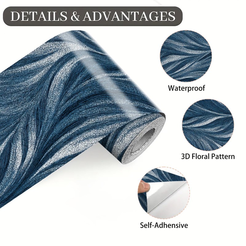 IOHEFY Blue Abstract Wallpaper Border 196x4 Inch Peel and Stick