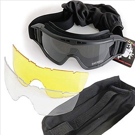 SHENKEL X800ゴーグル 警察SWAT軍隊 X800タイプ レンズ3枚付き glass-001