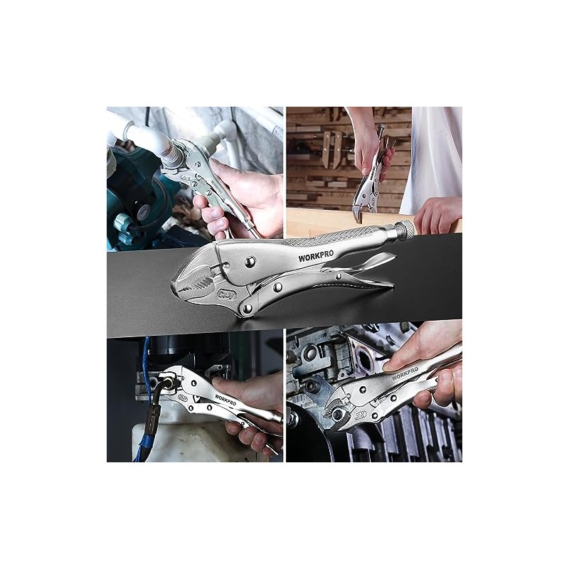 WORKPRO 10-inch Curved Jaw Locking Pliers, Chromium-Vanadium Steel Vice Grips