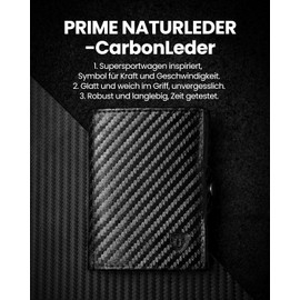 Slim Wallet with Coin Compartment, Press Stud & RFID Protection, Leather Wallet, Mini Men's Wallet, Small Wallet, Credit Card Holder, Card Holder, Nappa Leather, carbon black, Modern