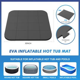 AFFLUENT 85IN Hot Tub Mat 1/2" 12MM Thickness Hot Tub Mat for Inflatable Tub,Upgraded Thickened EVA Indoor Outdoor Inflatable Hot Tub Pad，Protective Mat for Inflatable Hot Tub Accessories(Black)
