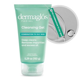 Dermaglos Limpiador facial, para piel mixta con grasa | Provitamina B5, alantoína, glicerina | Lavado facial diario, gel de limpieza profunda, elimina