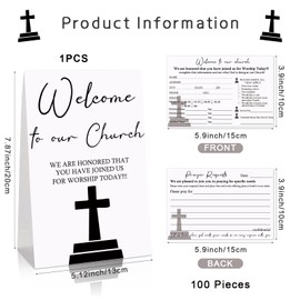 101 Pieces Church Visitor Cards 1 Welcome to Our Church Card and 100 Pieces 4 x 6 Inches Prayer Request Cards Church Connection Cards for Church Greeting Praying