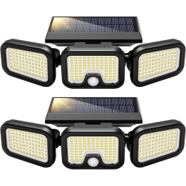 2 Pack 2500LM 256 LED Solar Lights Outdoor Waterproof Motion Sensor Wall Lamps