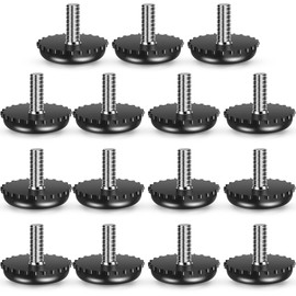 1/4-20 Adjustable Furniture Levelers Stainless Steel Screw in Threaded Leveling Feet Screw On Furniture Glide Leveling for Table Chair Cabinet Legs (15 Pieces)