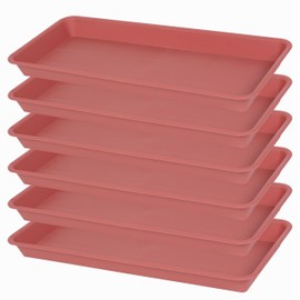 VUWEZ 6 Pack of Plastic Plant Tray Saucer Rectangular, Plant Trays Saucers for Indoors Outdoor, Plant Water Drip Tray for Flower Pot Planter, Windowsill Plant Tray (6.5 X 13 Inch, Terracotta)