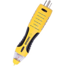 Sperry Instruments VD7504GFI DualCheck 2-in-1 Non-Contact Voltage Detector + GFCI Outlet Circuit Analyzer, 360° Visual & Audible Indicators, 50-1000V AC, 250 lb. Crush Rating (Twо Расk)