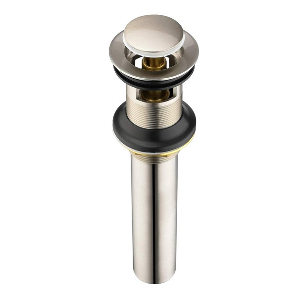 Purelux Bathroom Sink Drain Stopper Faucet Vanity Sink Pop Up Drain Assembly with Overflow, Brushed Nickel Finish