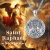 JFASHOP 925 Sterling Silver Saint Raphael Medal Protection Amulet Necklace