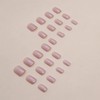 24pcs Square Press-on Nails - Pink Fake Nails with Chrome