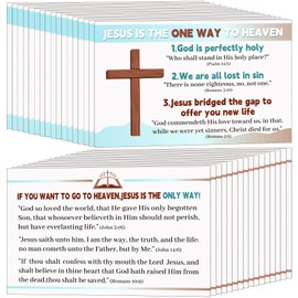Noveread 300 Pcs Jesus Is The One Way Gospel Tract Card Plan of Salvation Cards Bible Tracts Prayer Postcards Christian Bookmark Bulk Pocket Holy Postcards Christian Gifts Women Men Ministering Tool