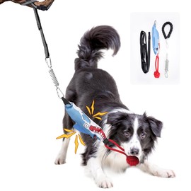 Furtent Tether Tug Outdoor Dog Toy Small Large Aggressive Chewers, Pet Tug of War Toy Hanging from Tree with Chew Shark Rope, Interactive Exercise Play Cord & Tether with Metal Spring Kit Toys Gifts