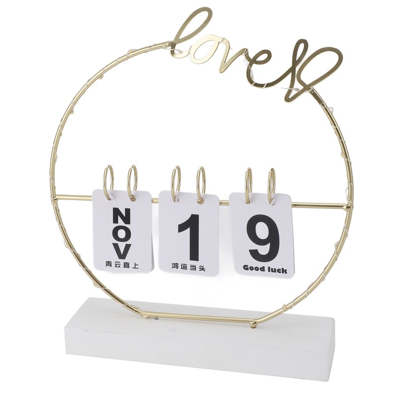 Metal Desk Calendar Modern Creative Tabletop Flip Calendar with LED