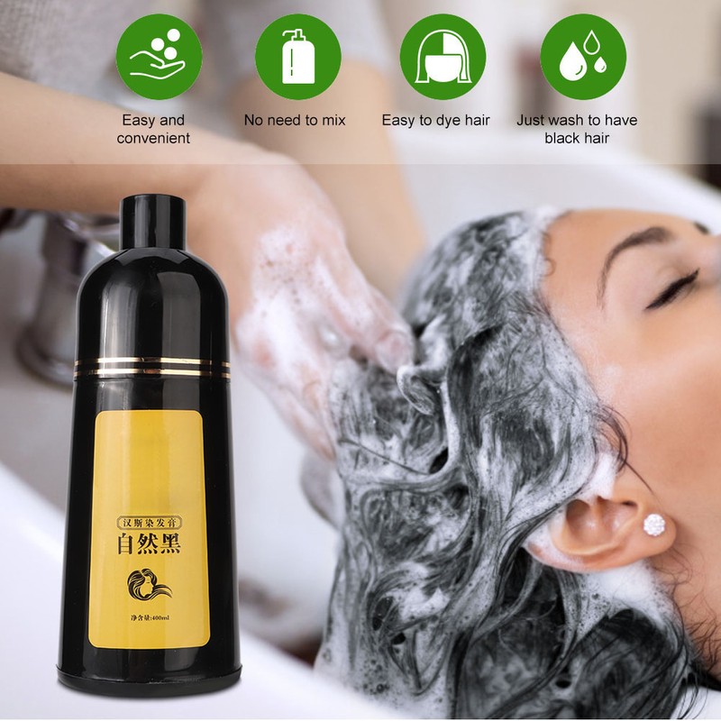 400ml Natural Plant Black Hair Shampoo Hair Dye Black Coloring