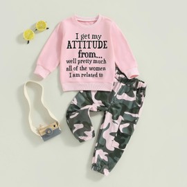 ZAXARRA Toddler Girls Clothes Letter Print Long Sleeve Sweatshirt Stretch Pants Set 2 Piece Outfits (Pink, 4-5 Years)