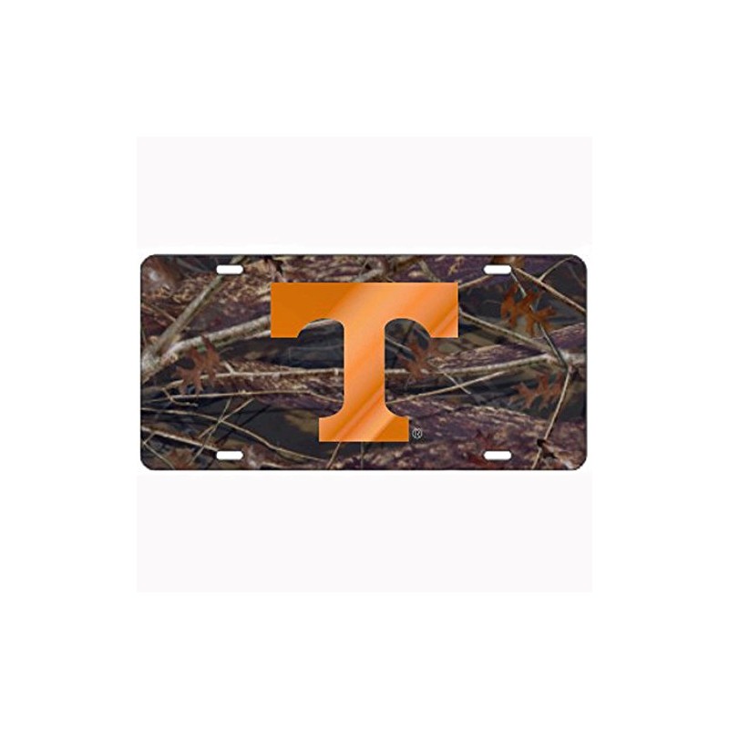 Tennessee Volunteers Camo w/Orange "T" Laser Cut License Plate